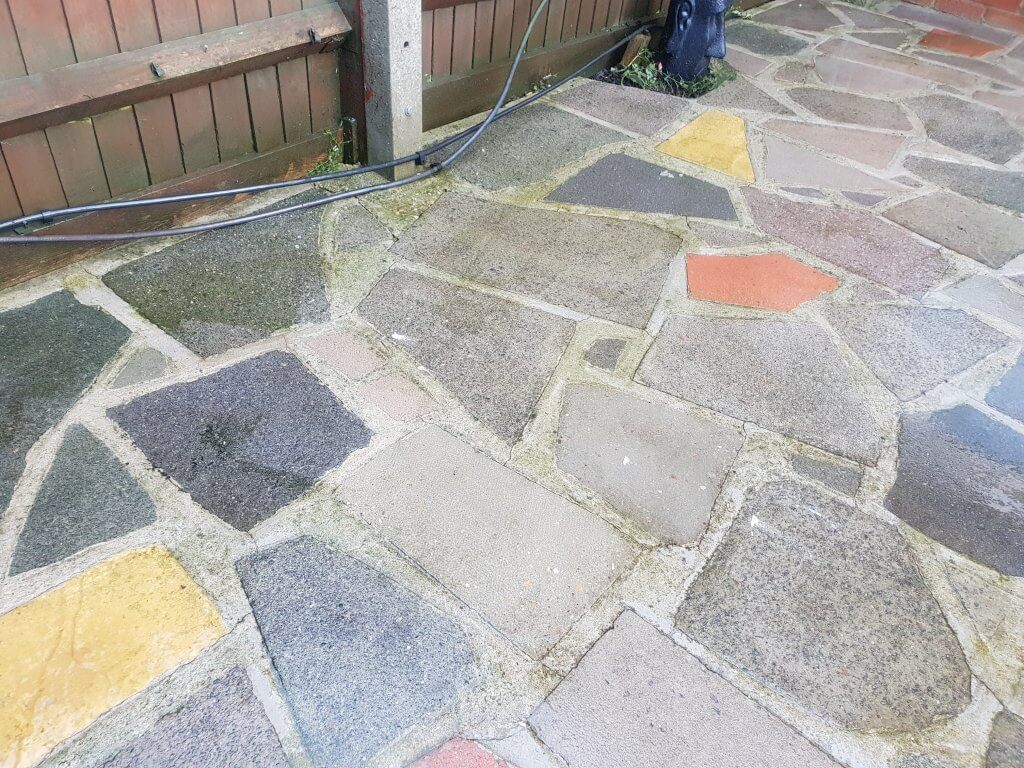 Pressure Cleaned But Residual Dirt & Algae Remains.